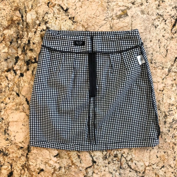 BRANDY🩷MELVILLE JOHN GALT Skirt with Kick Pleat Black White One Size XS-S - Picture 6 of 11